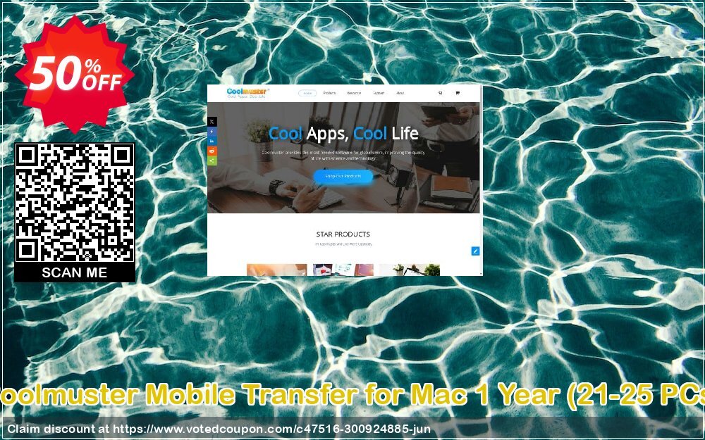 Coolmuster Mobile Transfer for MAC Yearly, 21-25 PCs  Coupon, discount affiliate discount. Promotion: 