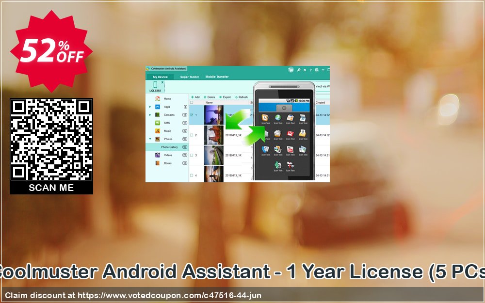Coolmuster Android Assistant - Yearly Plan, 5 PCs  Coupon, discount affiliate discount. Promotion: 