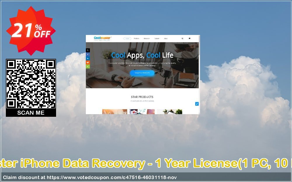 Coolmuster iPhone Data Recovery - Yearly Plan, 1 PC, 10 Devices  Coupon, discount Coolmuster iPhone Data Recovery - 1 Year License(1 PC, 10 Devices) Dreaded offer code 2024. Promotion: Dreaded offer code of Coolmuster iPhone Data Recovery - 1 Year License(1 PC, 10 Devices) 2024