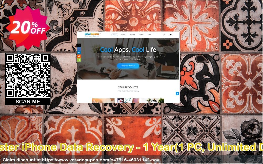 Coolmuster iPhone Data Recovery - Yearly, 1 PC, Unlimited Devices  Coupon, discount Coolmuster iPhone Data Recovery - 1 Year(1 PC, Unlimited Devices) Excellent discounts code 2024. Promotion: Excellent discounts code of Coolmuster iPhone Data Recovery - 1 Year(1 PC, Unlimited Devices) 2024