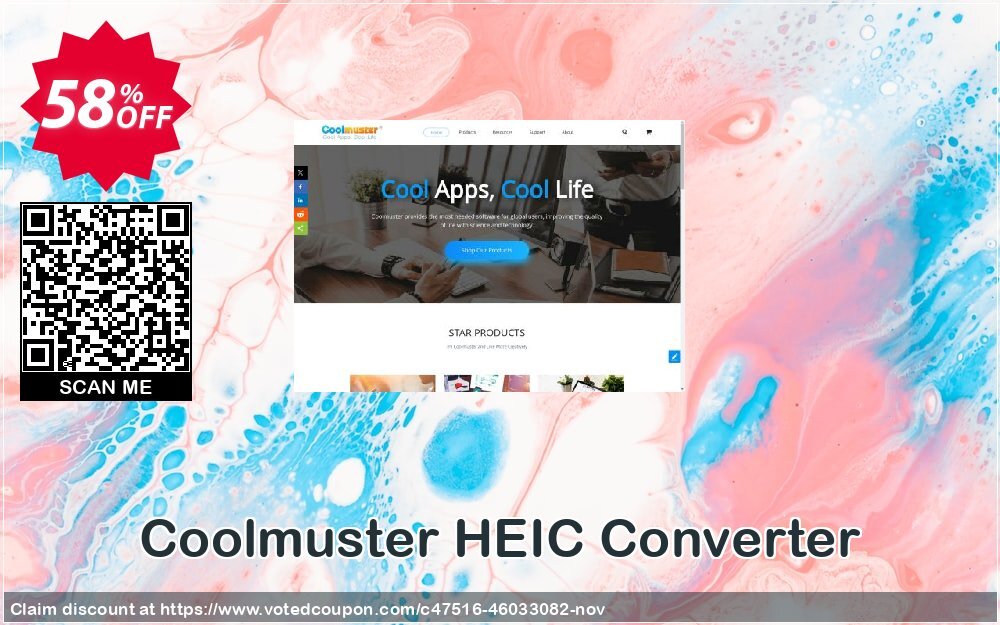 Coolmuster HEIC Converter - Yearly Plan, 1 PC  Coupon, discount Coolmuster HEIC Converter - 1 Year License(1 PC) Big promotions code 2024. Promotion: Big promotions code of Coolmuster HEIC Converter - 1 Year License(1 PC) 2024