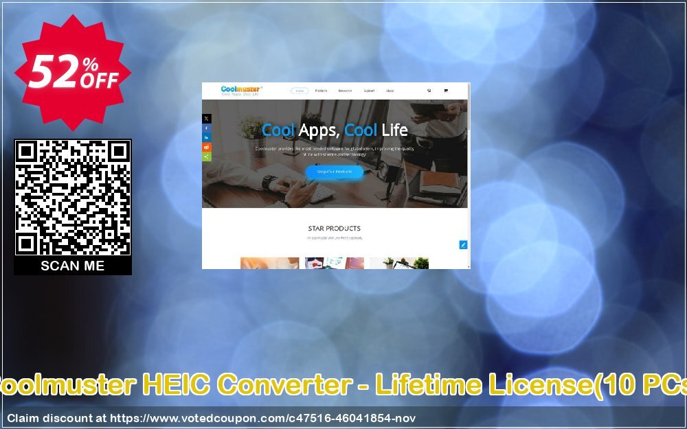 Coolmuster HEIC Converter - Lifetime Plan, 10 PCs  Coupon, discount Coolmuster HEIC Converter - Lifetime License(10 PCs) Imposing sales code 2024. Promotion: Imposing sales code of Coolmuster HEIC Converter - Lifetime License(10 PCs) 2024