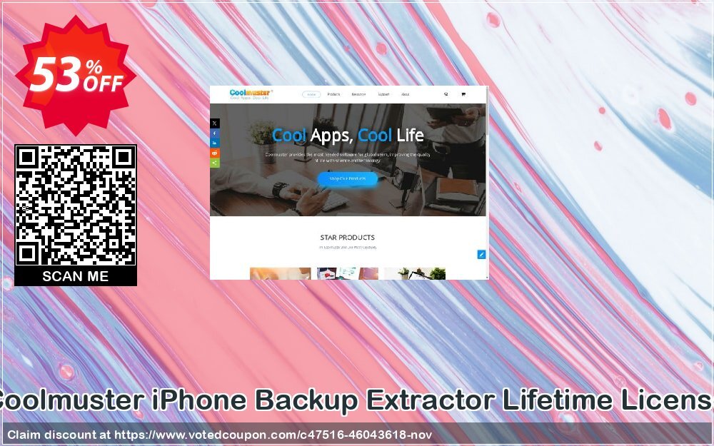 Coolmuster iPhone Backup Extractor - Lifetime Plan, 1 PC  Coupon, discount Coolmuster iPhone Backup Extractor - Lifetime License(1 PC) Special sales code 2024. Promotion: Special sales code of Coolmuster iPhone Backup Extractor - Lifetime License(1 PC) 2024