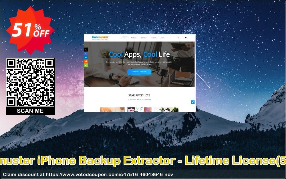 Coolmuster iPhone Backup Extractor - Lifetime Plan, 5 PCs  Coupon, discount Coolmuster iPhone Backup Extractor - Lifetime License(5 PCs) Stunning sales code 2024. Promotion: Stunning sales code of Coolmuster iPhone Backup Extractor - Lifetime License(5 PCs) 2024