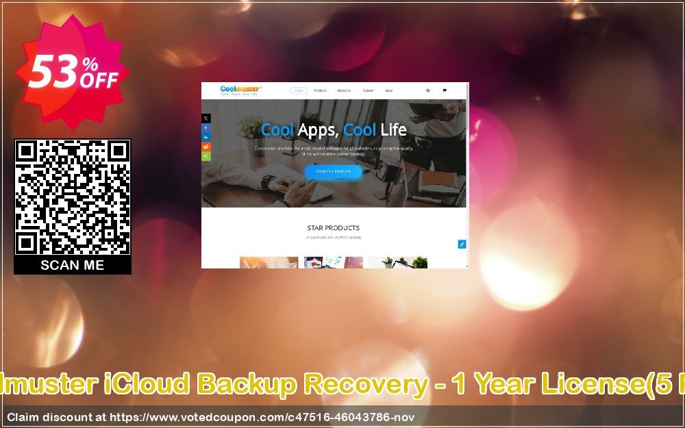 Coolmuster iCloud Backup Recovery - Yearly Plan, 5 PCs  Coupon, discount Coolmuster iCloud Backup Recovery - 1 Year License(5 PCs) Imposing sales code 2024. Promotion: Imposing sales code of Coolmuster iCloud Backup Recovery - 1 Year License(5 PCs) 2024