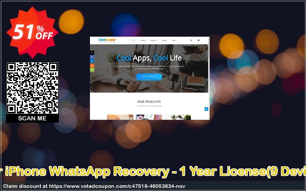 Coolmuster iPhone WhatsApp Recovery - Yearly Plan, 9 Devices, 3 PCs  Coupon Code Nov 2024, 51% OFF - VotedCoupon