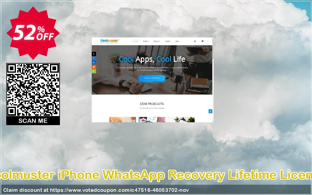 Coolmuster iPhone WhatsApp Recovery - Lifetime Plan, 3 Devices, 1 PC  Coupon, discount Coolmuster iPhone WhatsApp Recovery - Lifetime License(3 Devices, 1 PC) Formidable promo code 2024. Promotion: Formidable promo code of Coolmuster iPhone WhatsApp Recovery - Lifetime License(3 Devices, 1 PC) 2024