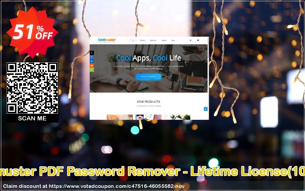 Coolmuster PDF Password Remover - Lifetime Plan, 10 PCs  Coupon, discount Coolmuster PDF Password Remover - Lifetime License(10 PCs) Amazing deals code 2024. Promotion: Amazing deals code of Coolmuster PDF Password Remover - Lifetime License(10 PCs) 2024