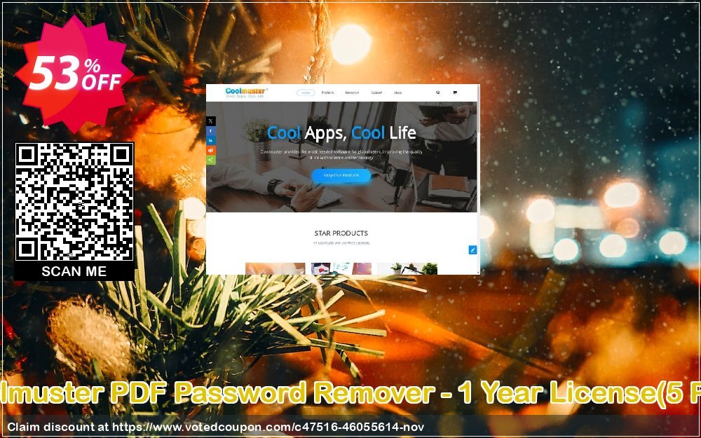 Coolmuster PDF Password Remover - Yearly Plan, 5 PCs  Coupon, discount Coolmuster PDF Password Remover - 1 Year License(5 PCs) Excellent discounts code 2024. Promotion: Excellent discounts code of Coolmuster PDF Password Remover - 1 Year License(5 PCs) 2024