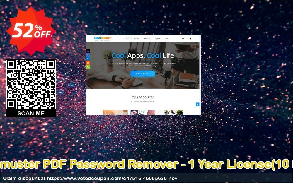 Coolmuster PDF Password Remover - Yearly Plan, 10 PCs  Coupon, discount Coolmuster PDF Password Remover - 1 Year License(10 PCs) Staggering sales code 2024. Promotion: Staggering sales code of Coolmuster PDF Password Remover - 1 Year License(10 PCs) 2024