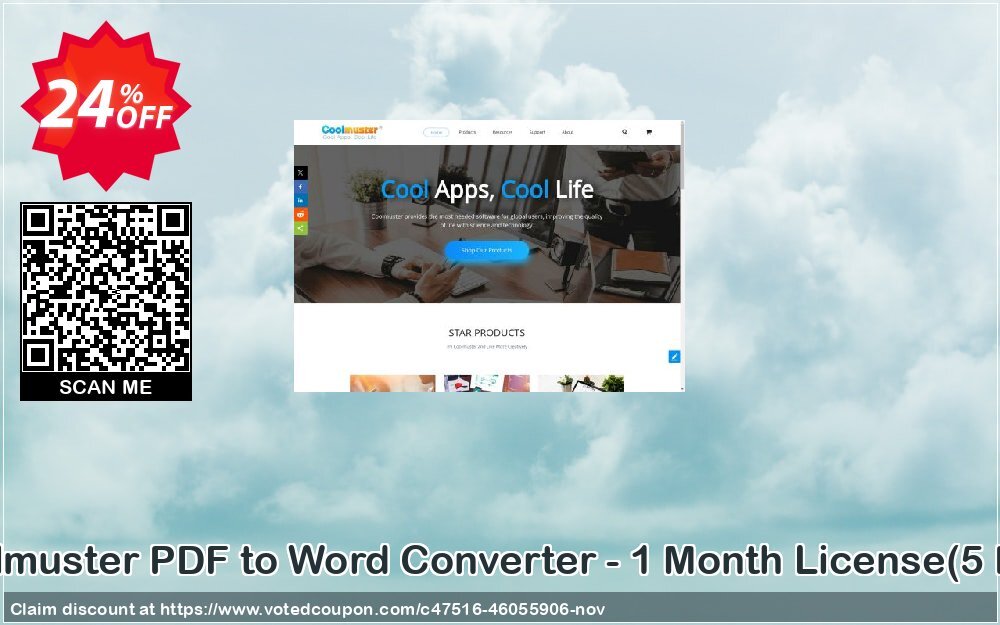 Coolmuster PDF to Word Converter - Monthly Plan, 5 PCs  Coupon Code Mar 2025, 24% OFF - VotedCoupon