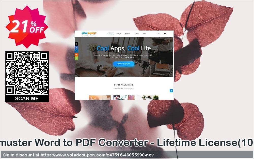 Coolmuster Word to PDF Converter - Lifetime Plan, 10 PCs  Coupon, discount Coolmuster Word to PDF Converter - Lifetime License(10 PCs) Big discount code 2024. Promotion: Big discount code of Coolmuster Word to PDF Converter - Lifetime License(10 PCs) 2024