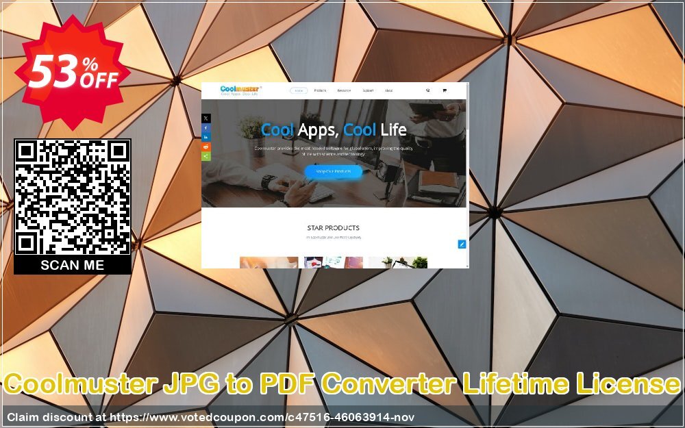 Coolmuster JPG to PDF Converter - Lifetime Plan, 1 PC  Coupon, discount Coolmuster JPG to PDF Converter - Lifetime License(1 PC) Formidable discount code 2024. Promotion: Formidable discount code of Coolmuster JPG to PDF Converter - Lifetime License(1 PC) 2024