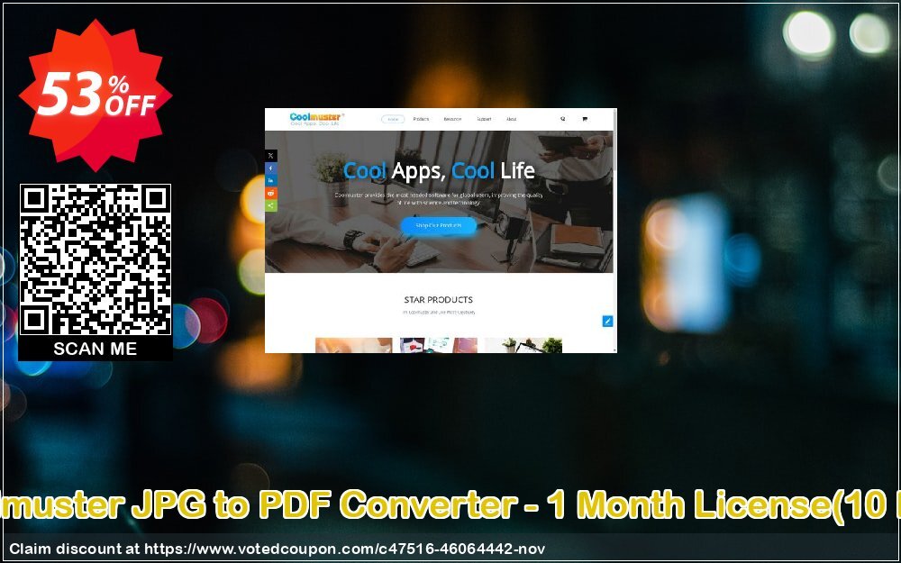 Coolmuster JPG to PDF Converter - Monthly Plan, 10 PCs  Coupon, discount Coolmuster JPG to PDF Converter - 1 Month License(10 PCs) Impressive promotions code 2024. Promotion: Impressive promotions code of Coolmuster JPG to PDF Converter - 1 Month License(10 PCs) 2024