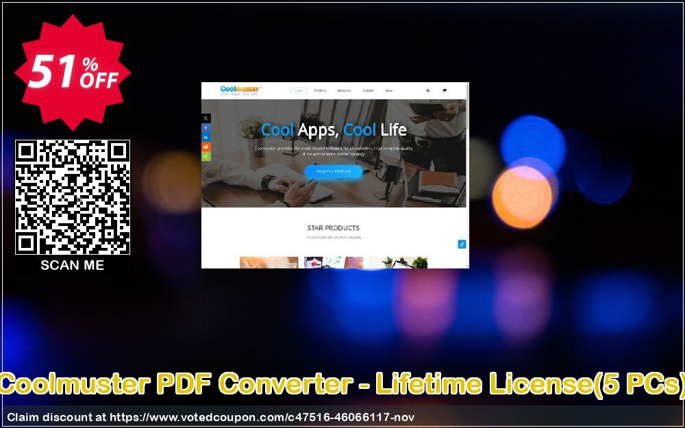 Coolmuster PDF Converter - Lifetime Plan, 5 PCs  Coupon, discount Coolmuster PDF Converter - Lifetime License(5 PCs) Stunning deals code 2024. Promotion: Stunning deals code of Coolmuster PDF Converter - Lifetime License(5 PCs) 2024