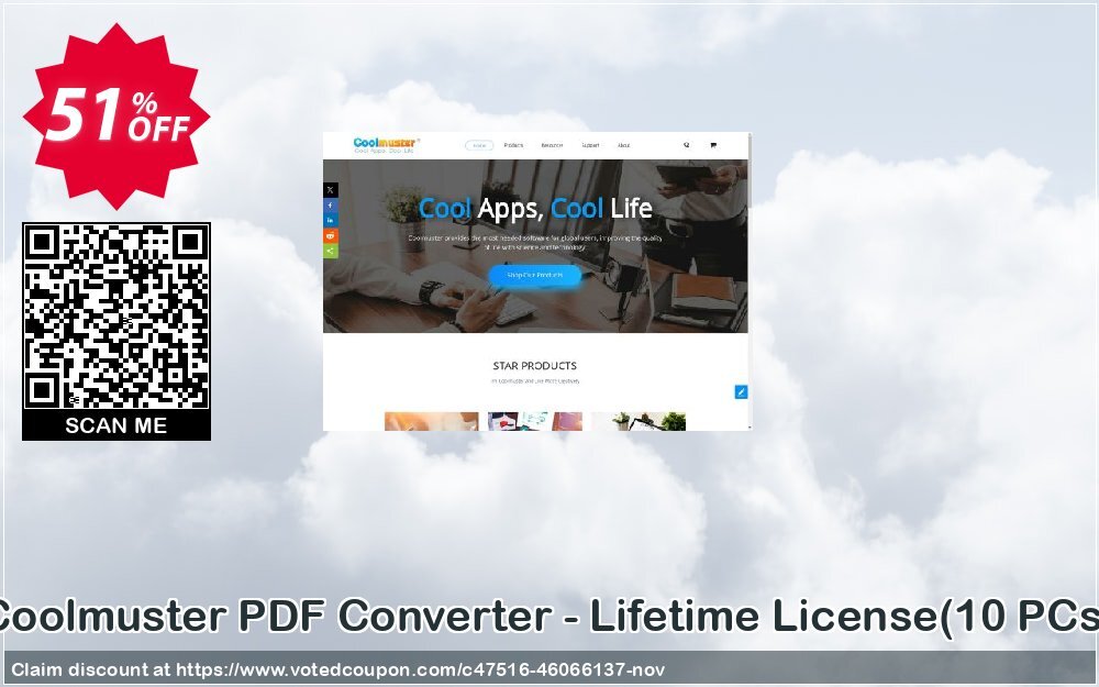 Coolmuster PDF Converter - Lifetime Plan, 10 PCs  Coupon, discount Coolmuster PDF Converter - Lifetime License(10 PCs) Awesome sales code 2024. Promotion: Awesome sales code of Coolmuster PDF Converter - Lifetime License(10 PCs) 2024