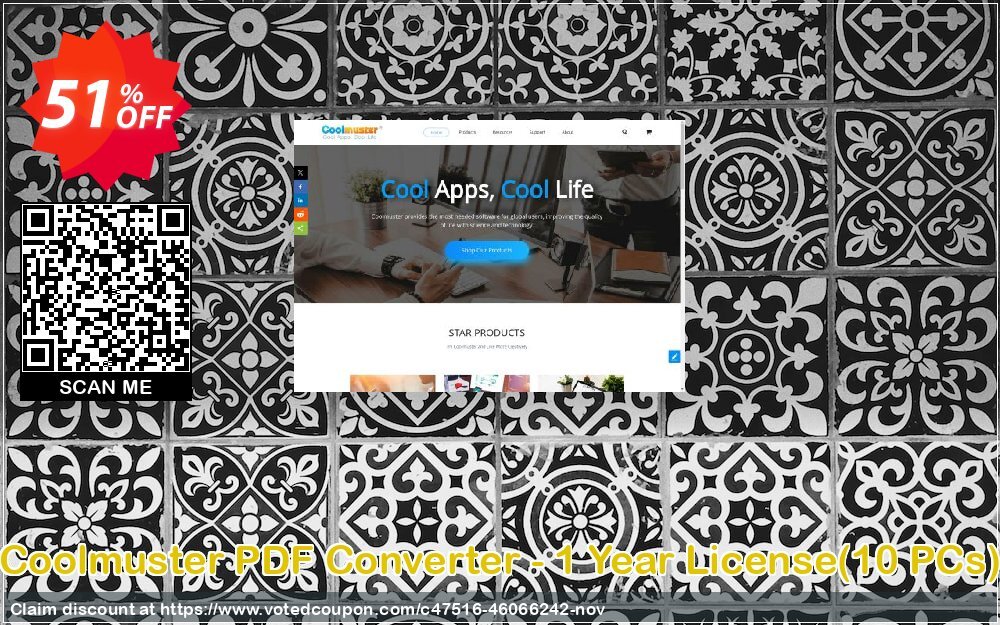 Coolmuster PDF Converter - Yearly Plan, 10 PCs  Coupon, discount Coolmuster PDF Converter - 1 Year License(10 PCs) Wondrous sales code 2024. Promotion: Wondrous sales code of Coolmuster PDF Converter - 1 Year License(10 PCs) 2024