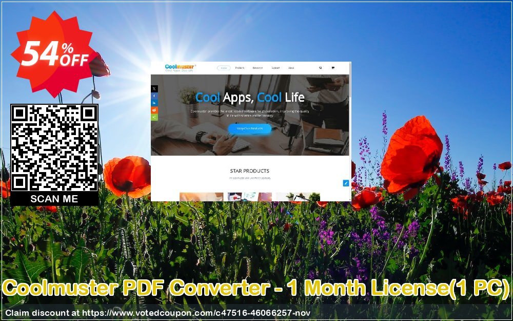 Coolmuster PDF Converter - Monthly Plan, 1 PC  Coupon, discount Coolmuster PDF Converter - 1 Month License(1 PC) Imposing deals code 2024. Promotion: Imposing deals code of Coolmuster PDF Converter - 1 Month License(1 PC) 2024