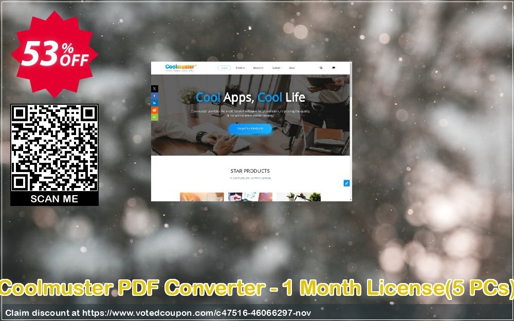 Coolmuster PDF Converter - Monthly Plan, 5 PCs  Coupon, discount Coolmuster PDF Converter - 1 Month License(5 PCs) Exclusive promotions code 2024. Promotion: Exclusive promotions code of Coolmuster PDF Converter - 1 Month License(5 PCs) 2024