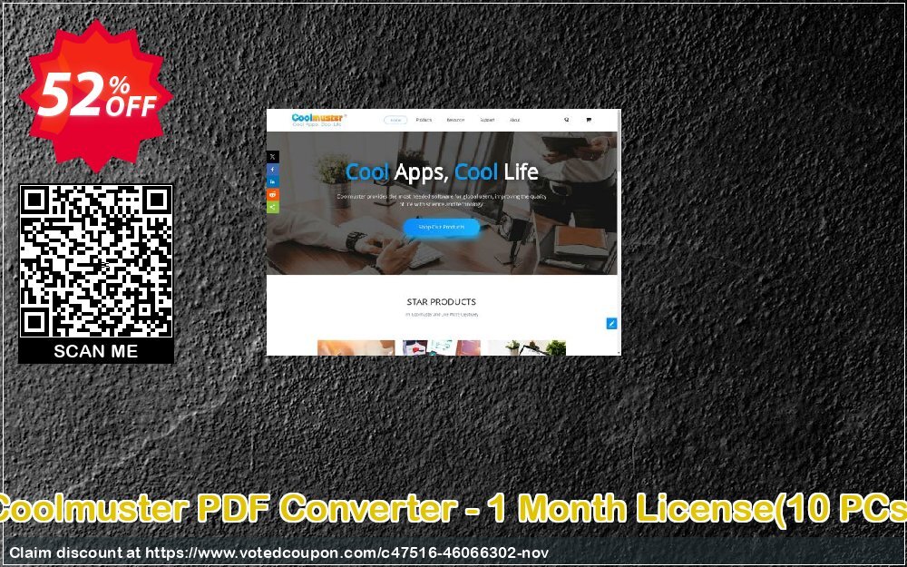 Coolmuster PDF Converter - Monthly Plan, 10 PCs  Coupon, discount Coolmuster PDF Converter - 1 Month License(10 PCs) Staggering promo code 2024. Promotion: Staggering promo code of Coolmuster PDF Converter - 1 Month License(10 PCs) 2024