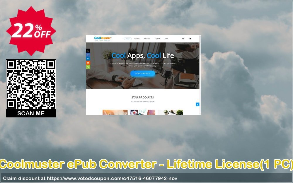 Coolmuster ePub Converter - Lifetime Plan, 1 PC  Coupon, discount Coolmuster ePub Converter - Lifetime License(1 PC) Stirring discount code 2024. Promotion: Stirring discount code of Coolmuster ePub Converter - Lifetime License(1 PC) 2024