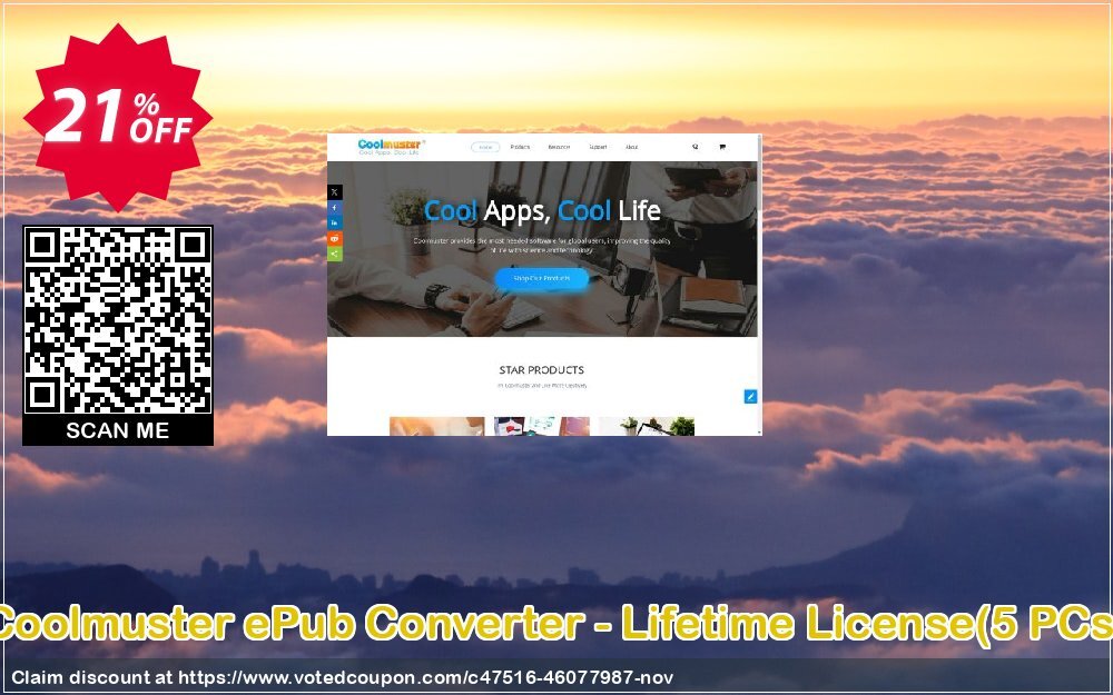 Coolmuster ePub Converter - Lifetime Plan, 5 PCs  Coupon, discount Coolmuster ePub Converter - Lifetime License(5 PCs) Imposing promotions code 2024. Promotion: Imposing promotions code of Coolmuster ePub Converter - Lifetime License(5 PCs) 2024