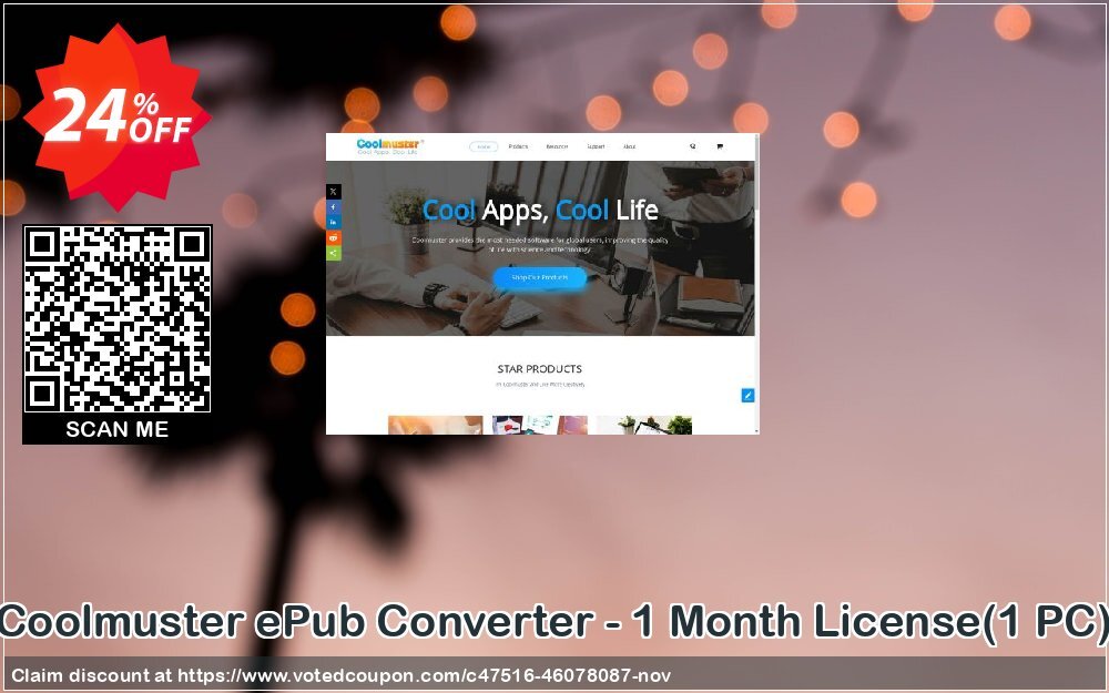 Coolmuster ePub Converter - Monthly Plan, 1 PC  Coupon, discount Coolmuster ePub Converter - 1 Month License(1 PC) Wondrous deals code 2024. Promotion: Wondrous deals code of Coolmuster ePub Converter - 1 Month License(1 PC) 2024