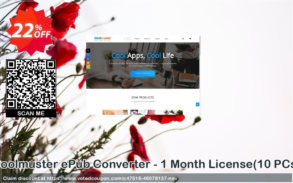 Coolmuster ePub Converter - Monthly Plan, 10 PCs  Coupon, discount Coolmuster ePub Converter - 1 Month License(10 PCs) Super offer code 2024. Promotion: Super offer code of Coolmuster ePub Converter - 1 Month License(10 PCs) 2024