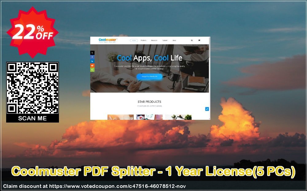 Coolmuster PDF Splitter - Yearly Plan, 5 PCs  Coupon Code Nov 2024, 22% OFF - VotedCoupon