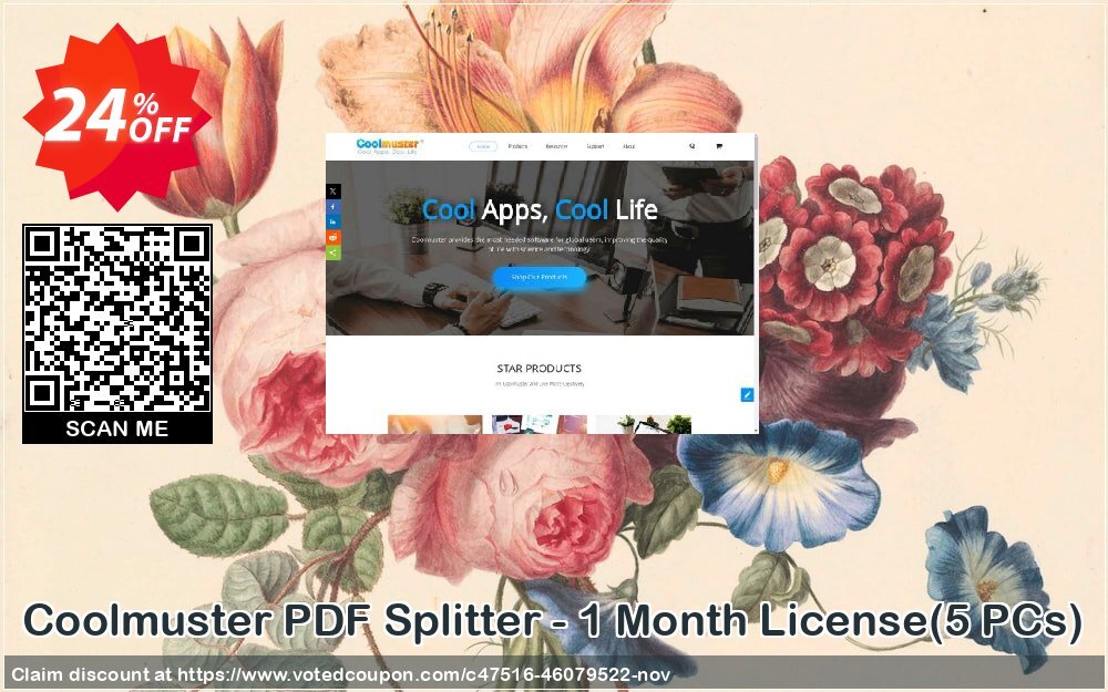 Coolmuster PDF Splitter - Monthly Plan, 5 PCs  Coupon Code Nov 2024, 24% OFF - VotedCoupon