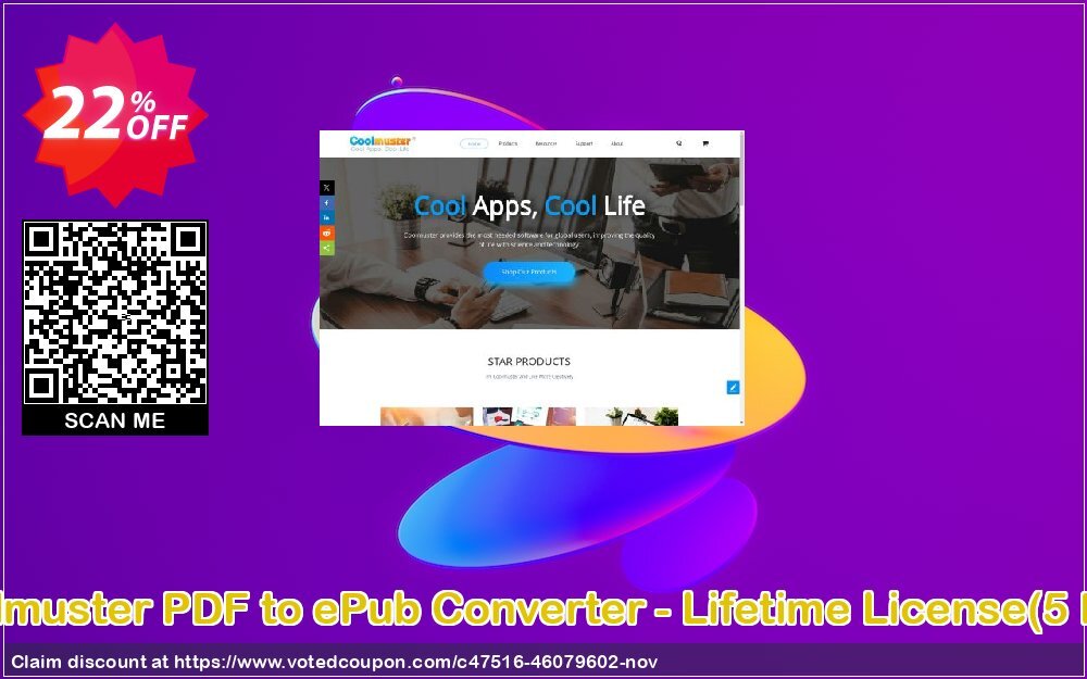 Coolmuster PDF to ePub Converter - Lifetime Plan, 5 PCs  Coupon, discount Coolmuster PDF to ePub Converter - Lifetime License(5 PCs) Dreaded promo code 2024. Promotion: Dreaded promo code of Coolmuster PDF to ePub Converter - Lifetime License(5 PCs) 2024