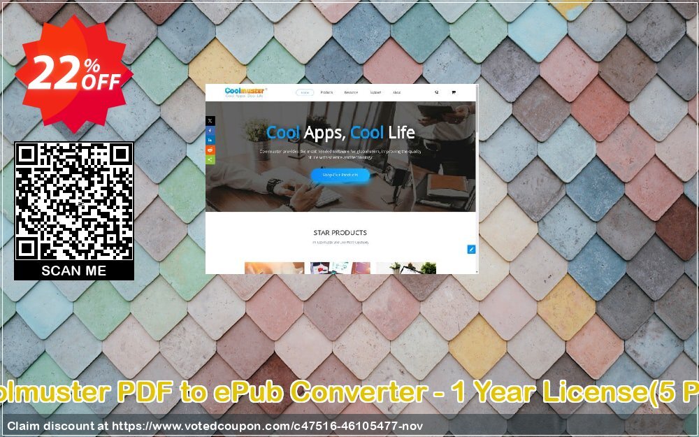 Coolmuster PDF to ePub Converter - Yearly Plan, 5 PCs  Coupon, discount Coolmuster PDF to ePub Converter - 1 Year License(5 PCs) Dreaded sales code 2024. Promotion: Dreaded sales code of Coolmuster PDF to ePub Converter - 1 Year License(5 PCs) 2024