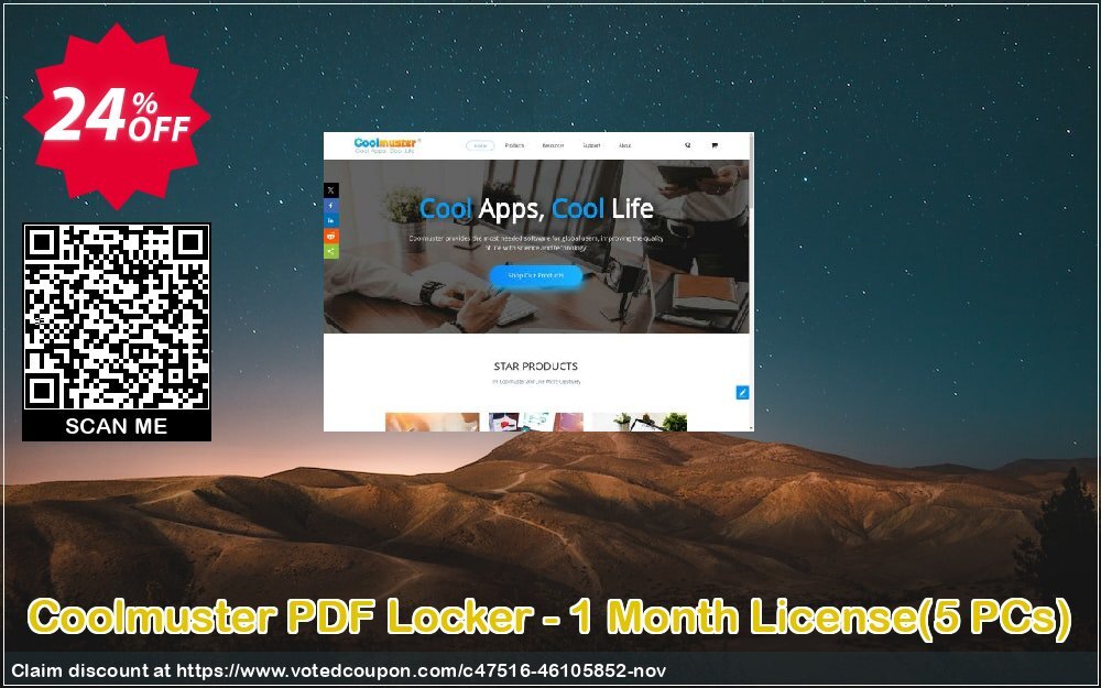 Coolmuster PDF Locker - Monthly Plan, 5 PCs  Coupon, discount Coolmuster PDF Locker - 1 Month License(5 PCs) Super promo code 2024. Promotion: Super promo code of Coolmuster PDF Locker - 1 Month License(5 PCs) 2024