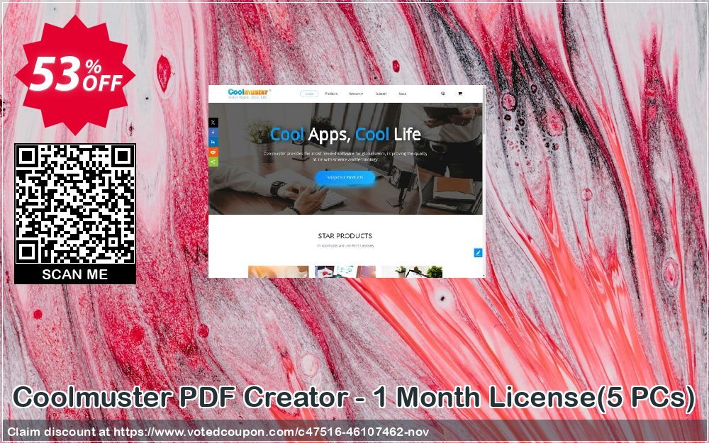 Coolmuster PDF Creator - Monthly Plan, 5 PCs  Coupon Code Nov 2024, 53% OFF - VotedCoupon