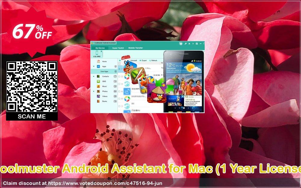 Coolmuster Android Assistant for MAC, Yearly Plan  Coupon, discount 64% OFF Coolmuster Android Assistant for Mac (1 Year License), verified. Promotion: Special discounts code of Coolmuster Android Assistant for Mac (1 Year License), tested & approved