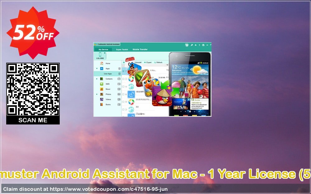 Coolmuster Android Assistant for MAC - Yearly Plan, 5 PCs  Coupon, discount affiliate discount. Promotion: 