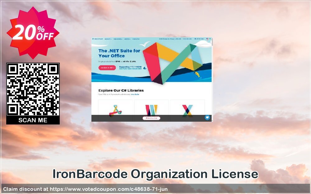 IronBarcode Organization Plan Coupon, discount 20% bundle discount. Promotion: 20% discount for purchasing 2 products together as a bundle