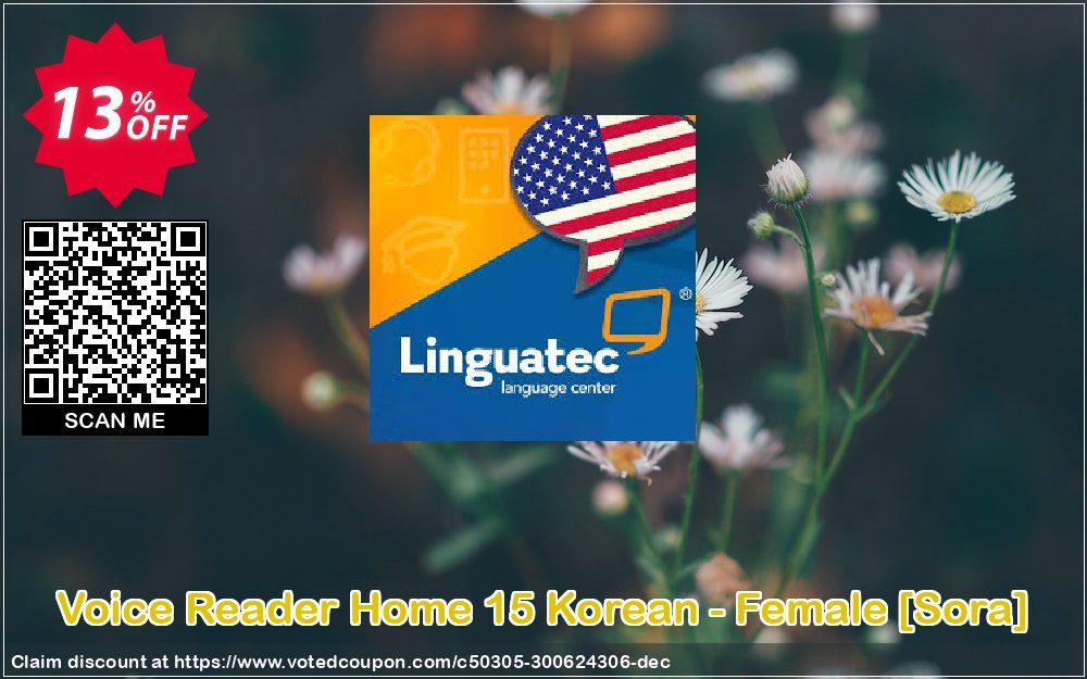 Voice Reader Home 15 Korean - Female /Sora/ Coupon, discount Coupon code Voice Reader Home 15 Korean - Female [Sora]. Promotion: Voice Reader Home 15 Korean - Female [Sora] offer from Linguatec