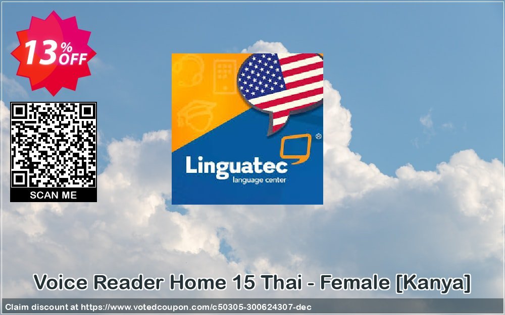 Voice Reader Home 15 Thai - Female /Kanya/ Coupon, discount Coupon code Voice Reader Home 15 Thai - Female [Kanya]. Promotion: Voice Reader Home 15 Thai - Female [Kanya] offer from Linguatec
