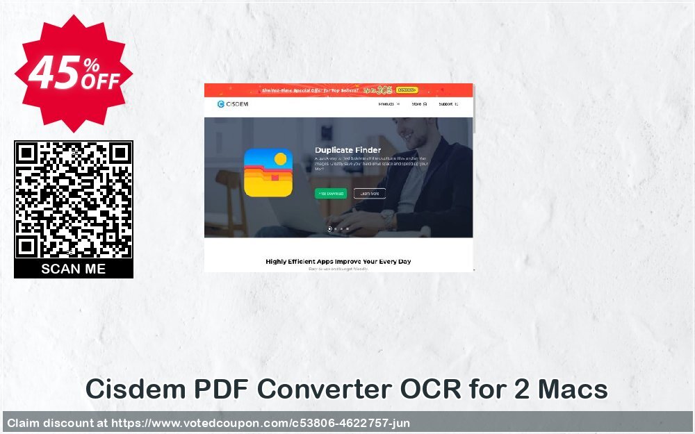 Cisdem PDF Converter OCR for 2 MACs Coupon, discount Cisdem PDFConverterOCR for Mac - 1 Year License for 2 Macs wondrous sales code 2024. Promotion: wondrous sales code of Cisdem PDFConverterOCR for Mac - 1 Year License for 2 Macs 2024
