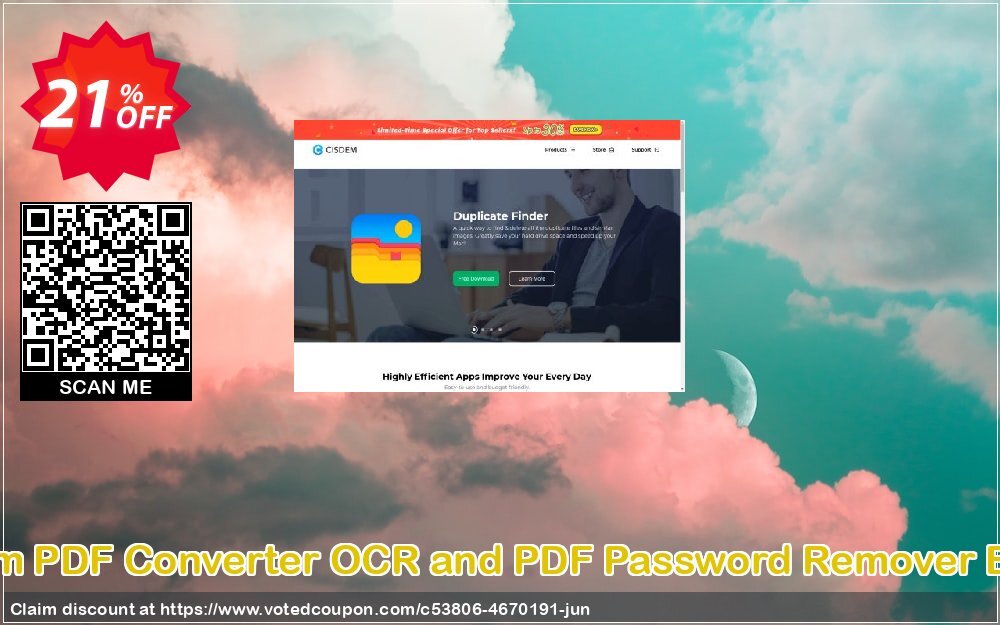 Cisdem PDF Converter OCR and PDF Password Remover Bundle Coupon, discount Cisdem PDFConverterOCR and PDFPasswordRemover Bundle for Mac special offer code 2024. Promotion: special offer code of Cisdem PDFConverterOCR and PDFPasswordRemover Bundle for Mac 2024