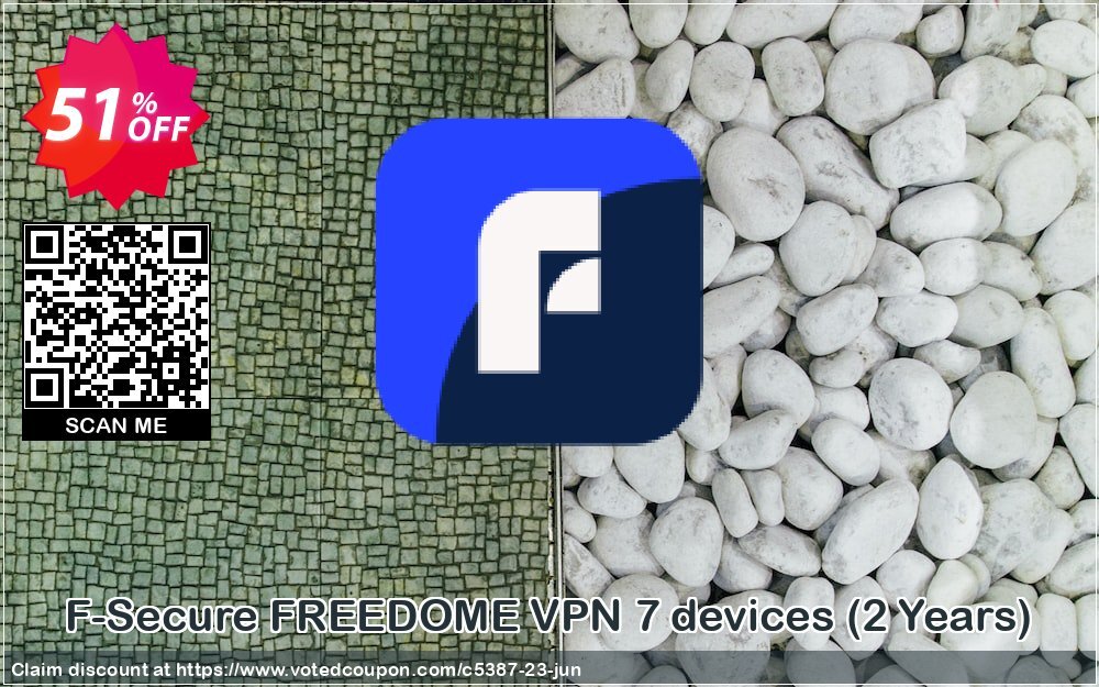F-Secure FREEDOME VPN 7 devices, 2 Years  Coupon, discount 50% OFF F-Secure FREEDOME VPN 7 devices (2 Years), verified. Promotion: Imposing offer code of F-Secure FREEDOME VPN 7 devices (2 Years), tested & approved