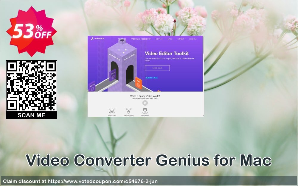 Video Converter Genius for MAC Coupon, discount cutomemac50%off. Promotion: 
