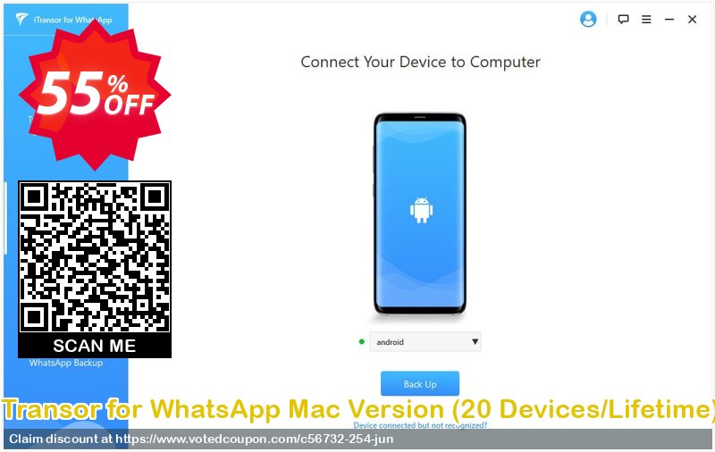 iTransor for WhatsApp MAC Version, 20 Devices/Lifetime  Coupon, discount 55% OFF iTransor for WhatsApp Mac Version (20 Devices/Lifetime), verified. Promotion: Awful offer code of iTransor for WhatsApp Mac Version (20 Devices/Lifetime), tested & approved