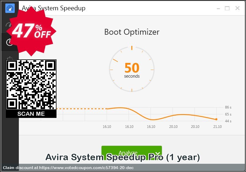 Avira System Speedup Pro, Yearly  Coupon, discount 45% OFF Avira System Speedup Pro (1 year), verified. Promotion: Fearsome promotions code of Avira System Speedup Pro (1 year), tested & approved