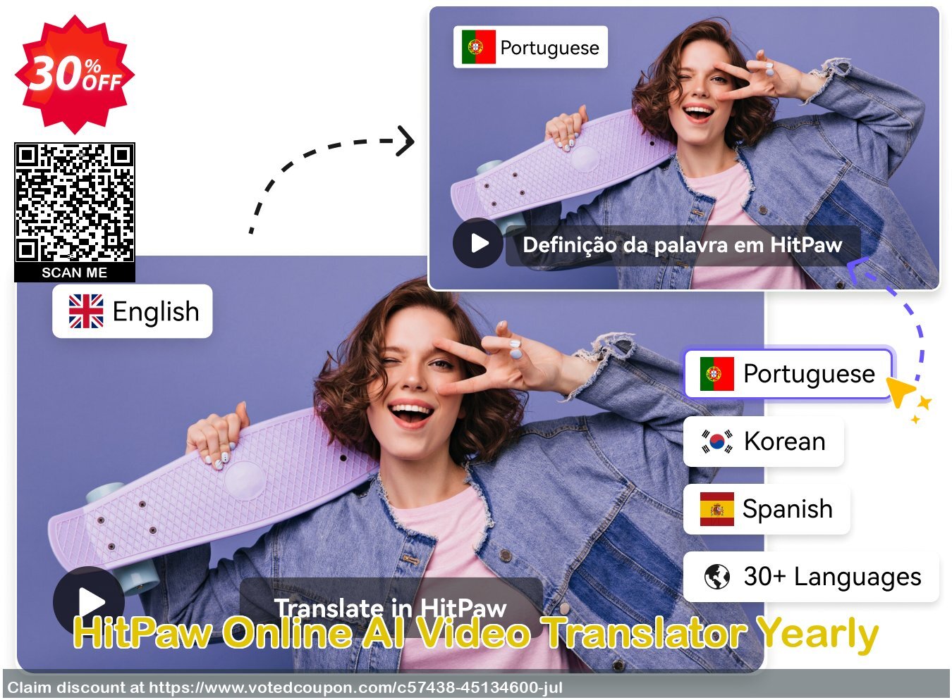 HitPaw Online AI Video Translator Yearly voted-on promotion codes