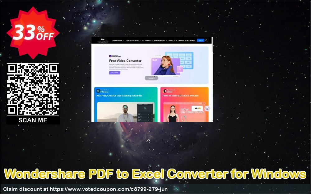 Wondershare PDF to Excel Converter for WINDOWS Coupon, discount 30% Wondershare Software (8799). Promotion: 