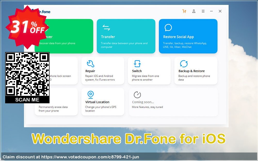 Wondershare Dr.Fone for iOS Coupon, discount 30% Wondershare Software (8799). Promotion: Wondershare Dr.Fone for iOS Full Suite coupon