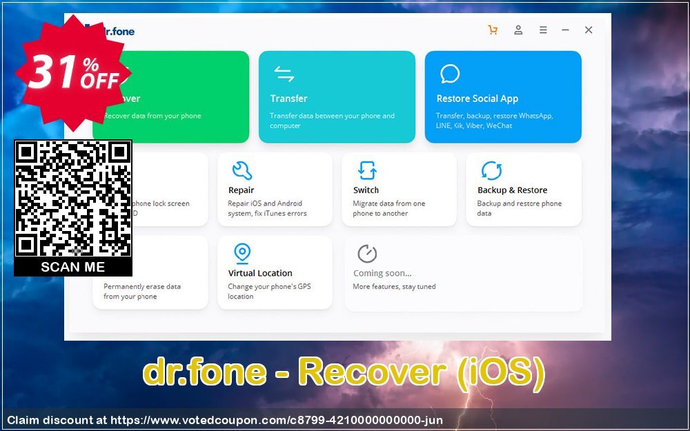 dr.fone - Recover, iOS  Coupon, discount 30% Wondershare Software (8799). Promotion: 30% Wondershare Software (8799)