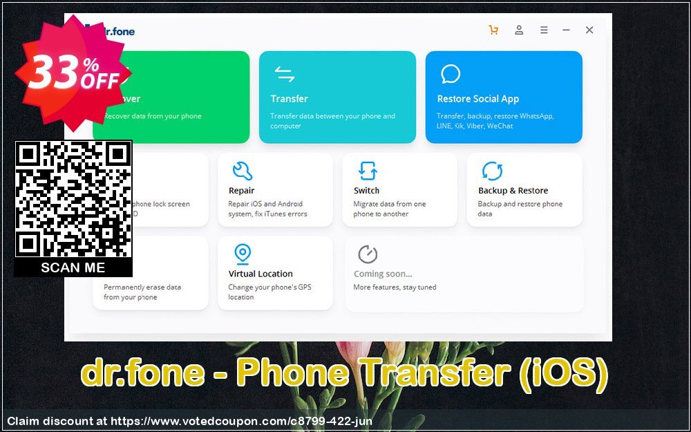 dr.fone - Phone Transfer, iOS  Coupon, discount Dr.fone all site promotion-30% off. Promotion: 30% Wondershare Software (8799)